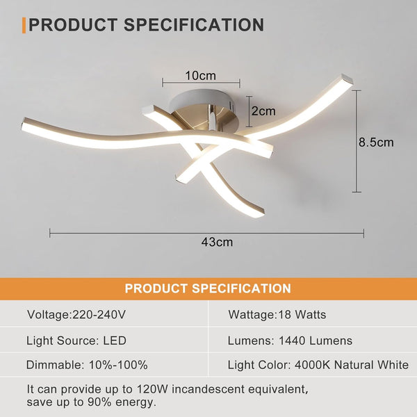 Harper Living 3 Lights LED Ceiling Light, Satin Nickel Finish