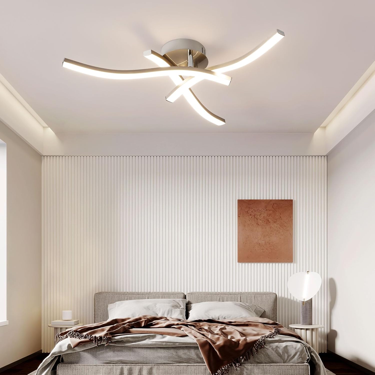 Harper Living 3 Lights LED Ceiling Light, Satin Nickel Finish