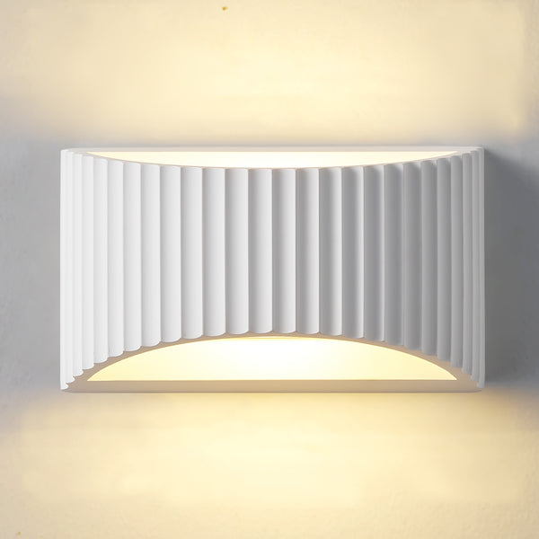 HARPER LIVING Modern Wall Light, Wave Pattern Shade, G9 Cap Type Up and Down Wall Lamp, White Ceramic Paintable Shade