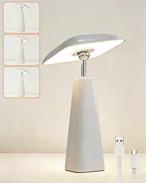 HARPER LIVING Rechargeable Table Lamp, Magnetic Touch Mushroom Bedside Light Dimmable, Portable Desk Lamp, Light Grey