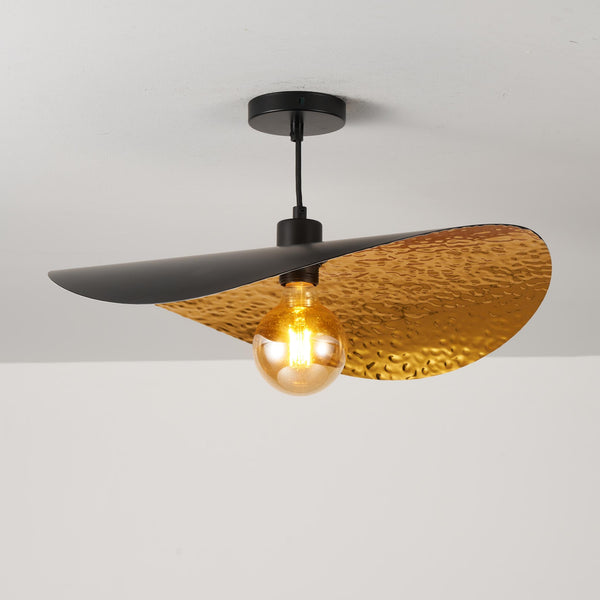 HARPER LIVING Pendant Light Fitting Black & Gold Finish, Adjustable Ceiling Pendant Lamp with E27 Holder, Hanging Light