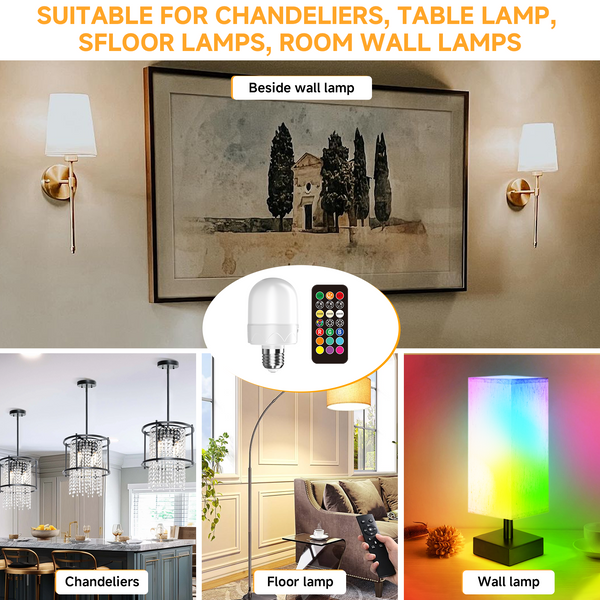 HARPER LIVING USB Rechargeable LED Bulb with Remote, E27 Screw & Magnetic, Dimmable 9 Colours RGB Light Bulbs, 2 Pack