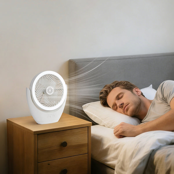 HARPER LIVING Rechargeable Desk Fan, Portable USB Table Fan with LED Light, 3 Speeds Stepless Dimming, Adjustable