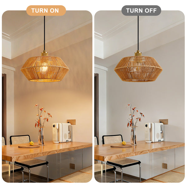 HARPER LIVING Easy Fit Pendant Light Shade, Handwoven Rope Ceiling Lampshade with Reducer Ring, E27 B22