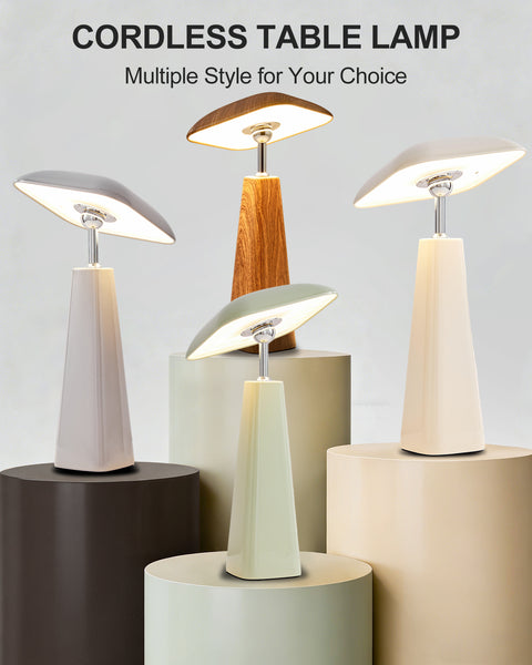 HARPER LIVING Rechargeable Table Lamp, Magnetic Touch Mushroom Bedside Light Dimmable, Portable Desk Lamp, Light Grey