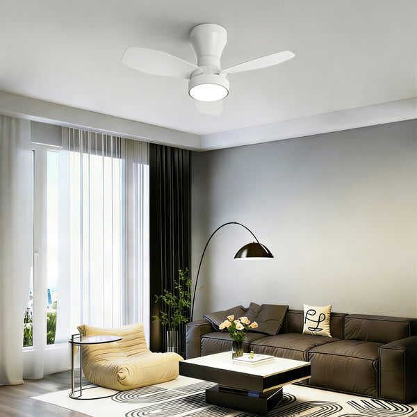 HARPER LIVING Ceiling Fan Light with Remote, 40W 2100LM LED Dimmable Fan Lamp, 3 Colours, 3 Speeds & 2 Timers, White