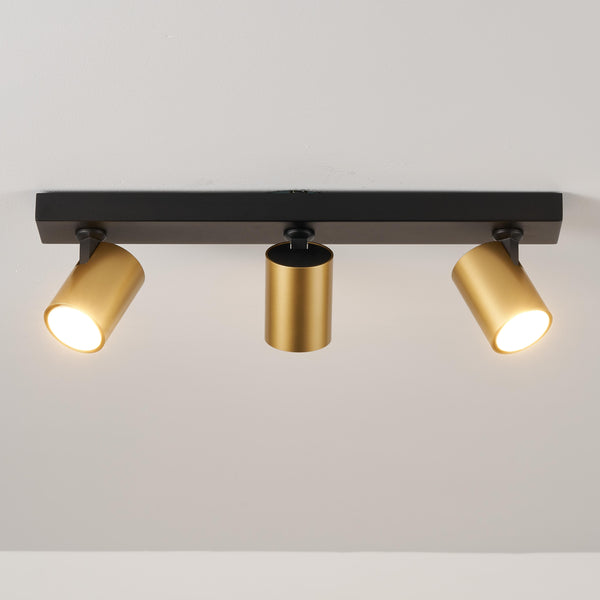 HARPER LIVING 3-Way Adjustable Ceiling Spotlights, GU10 Track Lighting Kit with Rotatable Heads, Matt Black & Gold