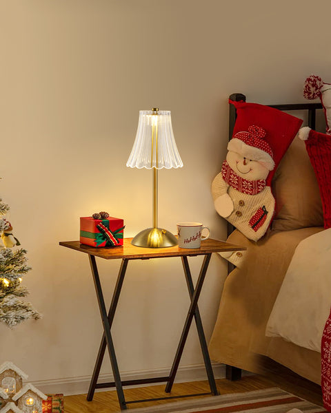 HARPER LIVING Rechargeable Table Lamp, Bedside Reading Light Polished Gold Finish, Cordless Touch Lamps, Bedroom, Living Room