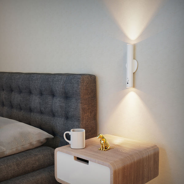 HARPER LIVING Battery Operated Wall Lights with Motion Sensor, Rechargeable Wall Lamp Indoor, LED Wall Sconce Lights, White