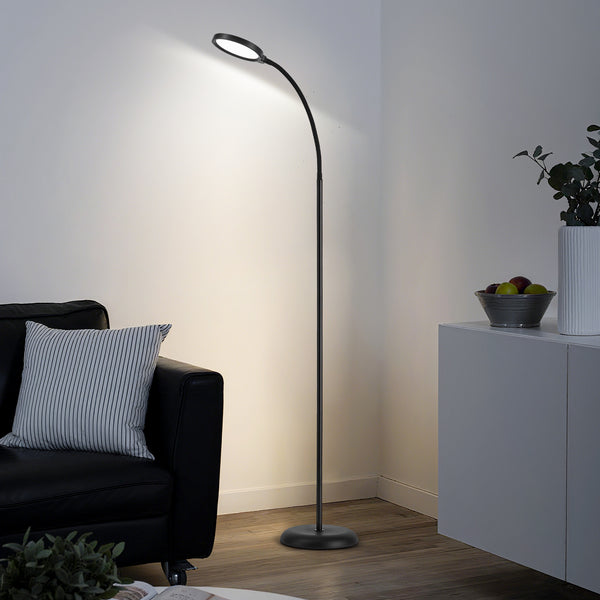 HARPER LIVING Floor Lamp Black, Dimmable LED Lamps for Living Room, 3 Colour Temps Standing Lamp with Touch Control