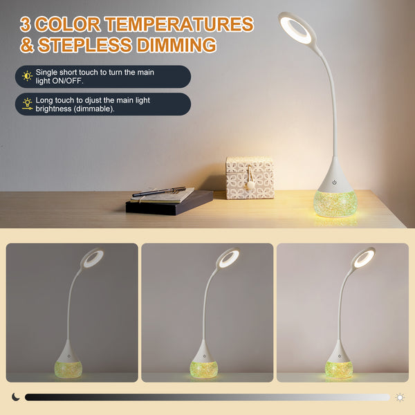 HARPER LIVING RGB Desk Lamp with Water Base & 7-Colour Changing, Touch Control Table Lamp, 3 Colour Temps & Dimmable