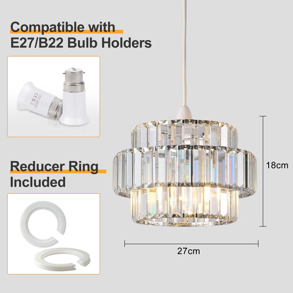 HARPER LIVING Easy Fit Pendant Shade, Chrome Ceiling Light Shade with Diameter 27cm - Modern Lamp Shades