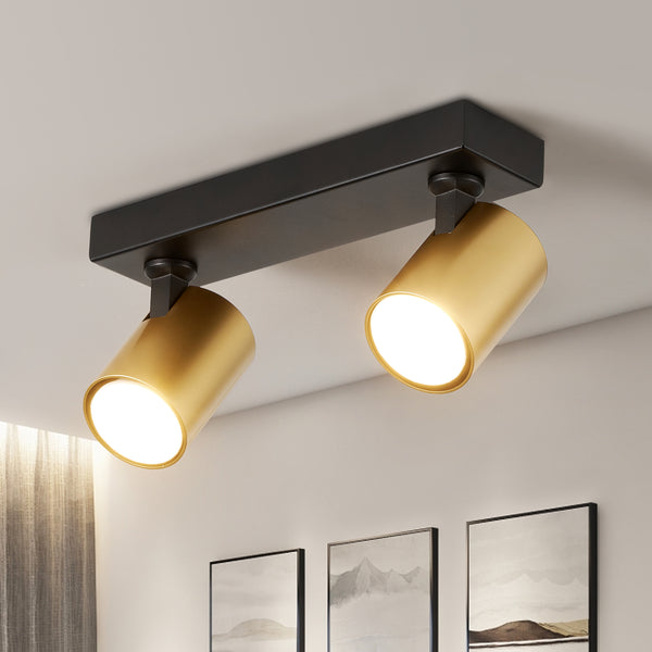 HARPER LIVING 2-Way Ceiling Spotlights, GU10 Track Lighting, Black & Gold Finish, Rotatable Modern Ceiling Lamp