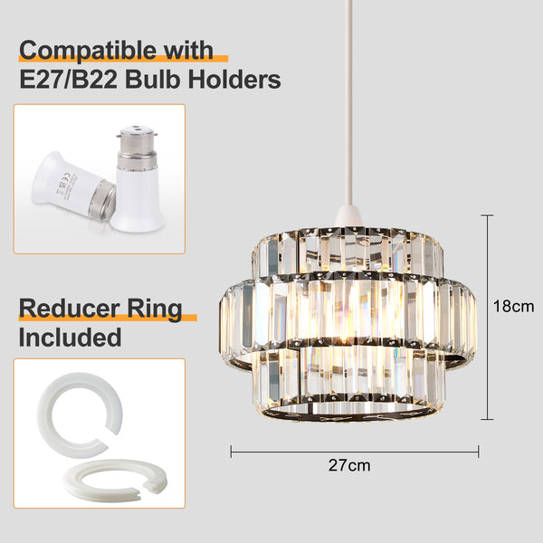 HARPER LIVING Easy Fit Pendant Shade, Matt Black Ceiling Light Shade with Diameter 27cm - Modern Lamp Shades