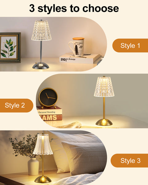 HARPER LIVING Rechargeable Table Lamp, Bedside Reading Light Polished Chrome Finish, Cordless Touch Lamps for Bedroom Living Room