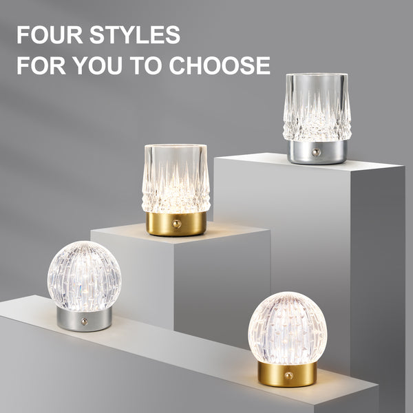 HARPER LIVING Rechargeable Table Lamp, Small Battery Operated Desk Lamp, Globe Shade, Chrome Finish