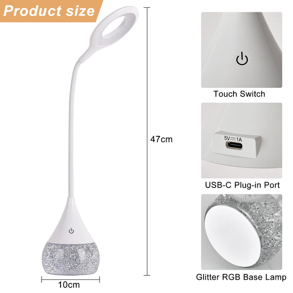 HARPER LIVING RGB Desk Lamp with Water Base & 7-Colour Changing, Touch Control Table Lamp, 3 Colour Temps & Dimmable