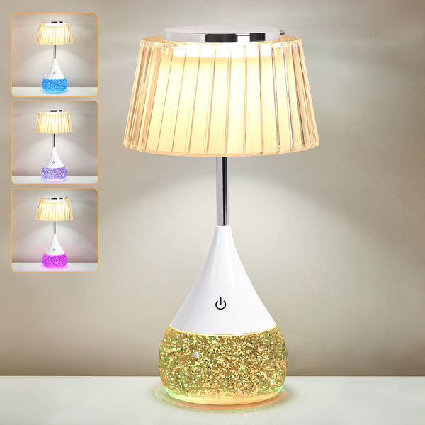 HARPER LIVING RGB Table Lamp, Water Base & 7-Colour Changing, Touch Control Mood Light, Dimmable, Pleated Shade