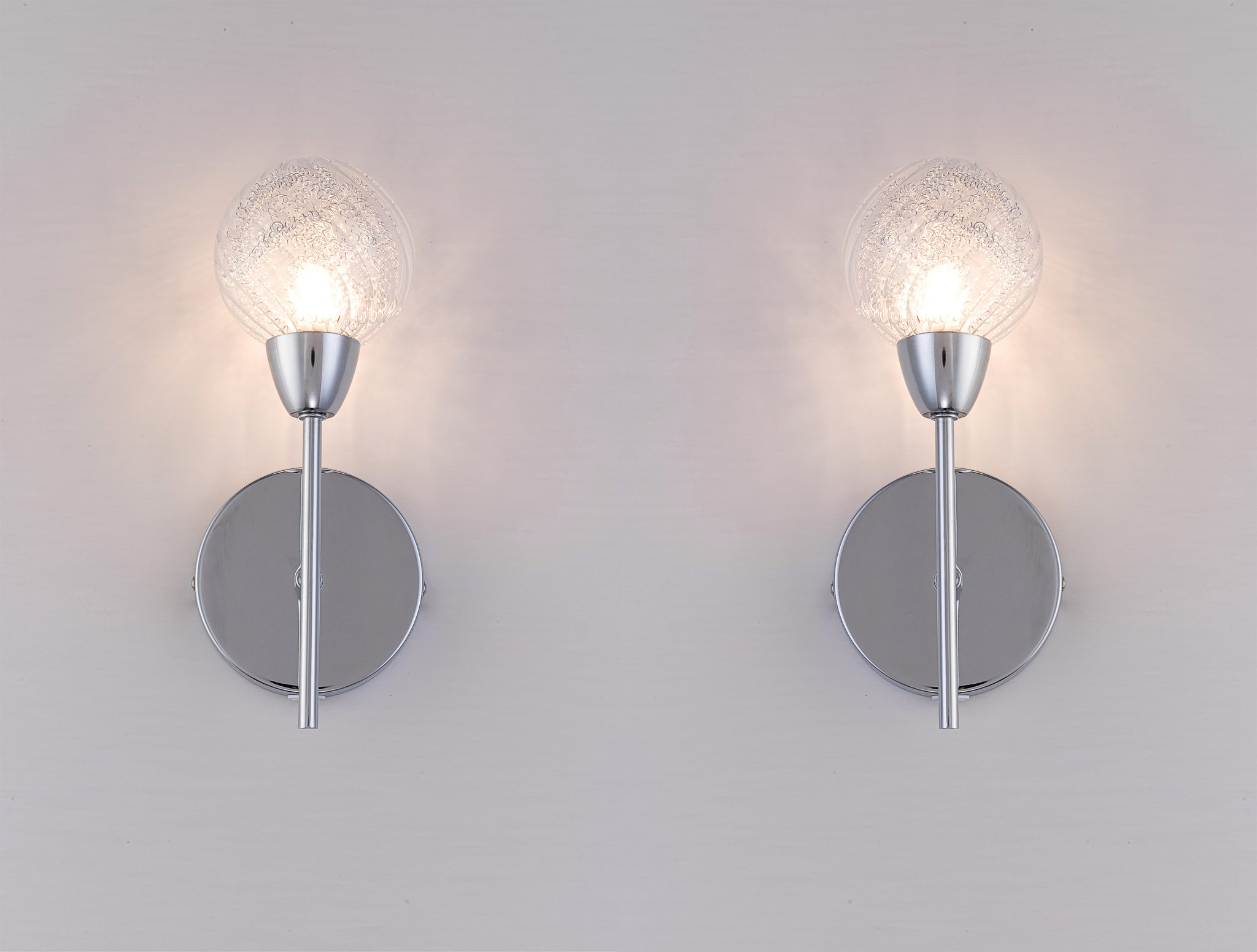 Pack of 2 BOLLA Wall Lights, Polished Chrome, On/Off Switch, BULBS NOT INCLUDED