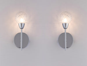 Pack of 2 BOLLA Wall Lights, Polished Chrome, On/Off Switch, BULBS NOT INCLUDED