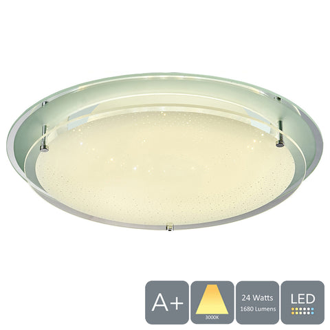 AUROLITE LED Ceiling Light Glass Shade, Star Patterns, Warm White 3000K