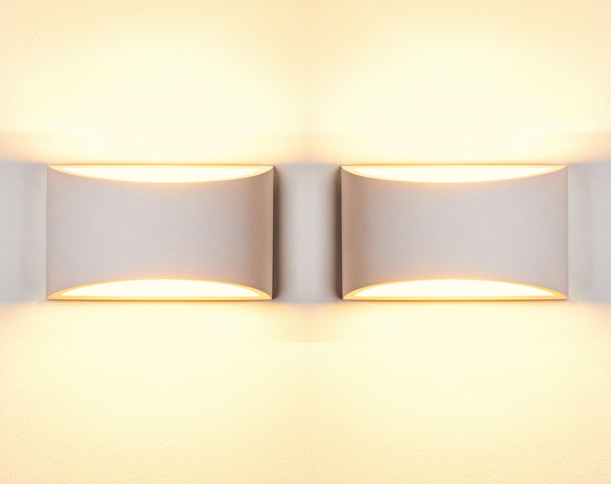 Pair of Medium Size Plaster Wall Light Up/Down Light White Paintable Gypsum Ceramic Style G9 Cap Type
