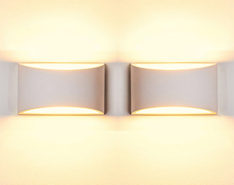 Pair of Medium Size Plaster Wall Light Up/Down Light White Paintable Gypsum Ceramic Style G9 Cap Type